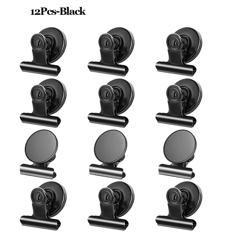 12-Pack Round Magnetic Bulldog Clips – Whiteboard & Home