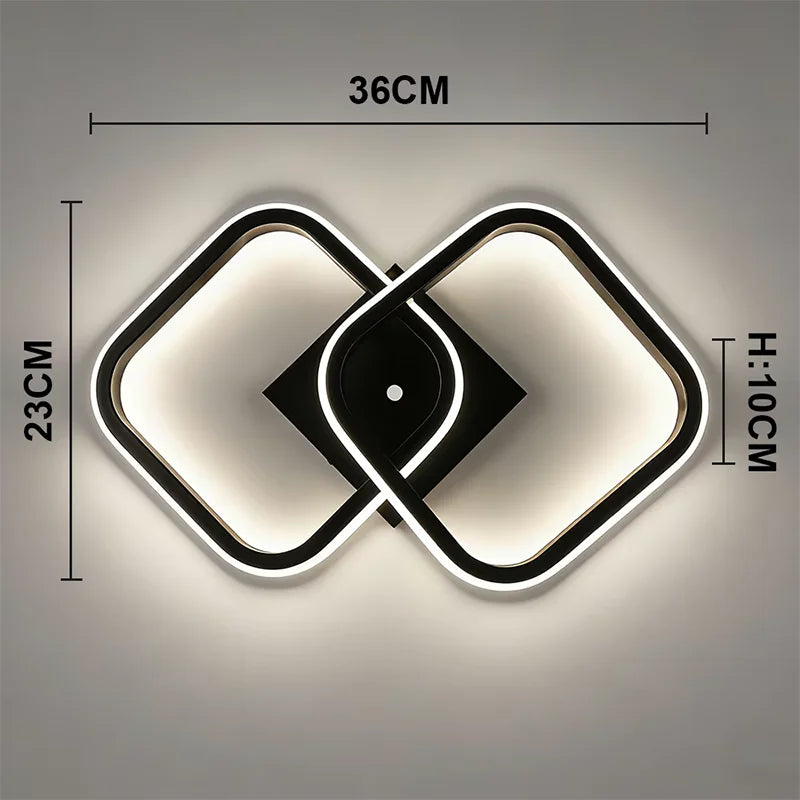 Modern Black Square LED Flush Mount Ceiling Light | RUNTOIN