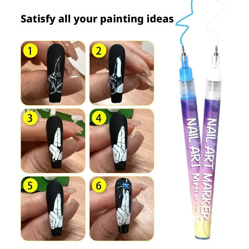 12-Color Nail Art Pen Set – Graffiti Dotting & Liner Pens Nail Art Tools Peaceful Pleasures Health and Wellness
