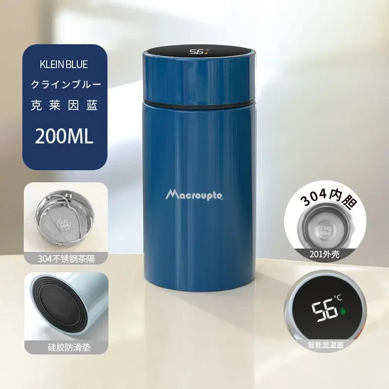 Temperature Display Thermos Cup Thermos Stainless Steel 200ml Gift Mini Pocket Cup Drinkware Kitchen Dining Bar Home Smeg Bottle Peaceful Pleasures Health and Wellness 04 304 stainless steel