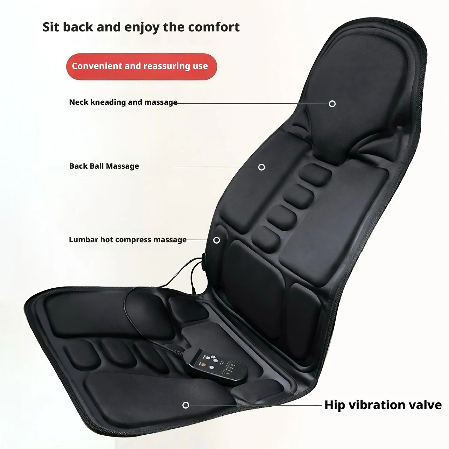 Multifunctional Car Heating Massage Cushion - Electric Massager for Neck Cervical & Lumbar Spine Full-Body Comfort Seat Pad Peaceful Pleasures Health and Wellness