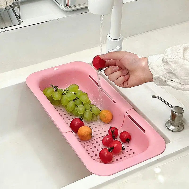 Telescopic Sink Drain Basket | Food-Safe PP, Tool-Free Sink Drain Basket Peaceful Pleasures Health and Wellness Pink