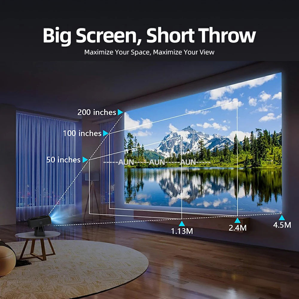 AUN A005 4K 1080P Smart Android Projector | Short Throw LCD Peaceful Pleasures Health and Wellness