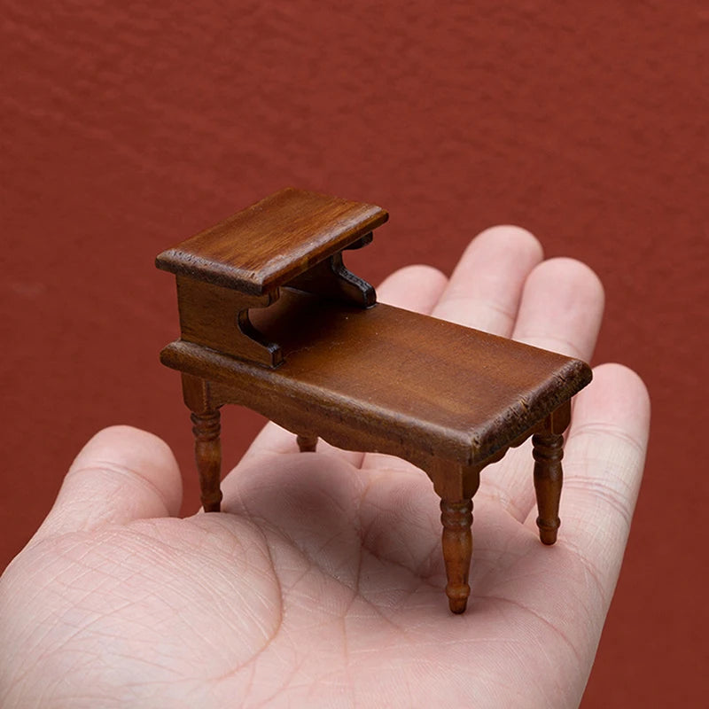 1/12 Miniature Double Layer Tea Table – Birch Wood Dollhouse