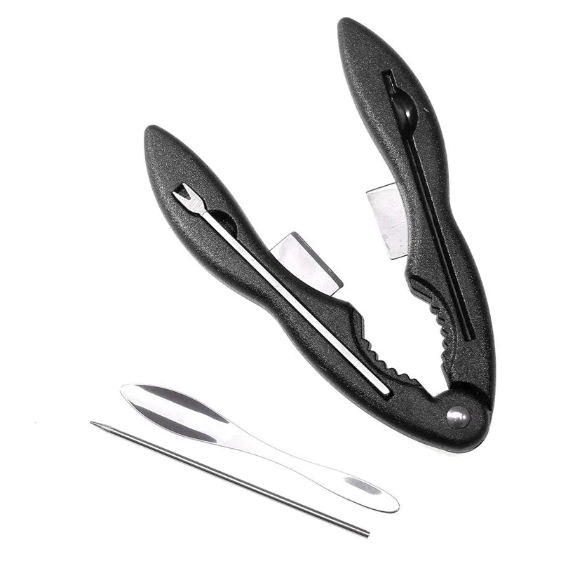 4Pcs/Set Lobster Cracker Crab Claw Sheller Walnut Clip Seafood Tool Kitchen Lobster Pliers Clip Peaceful Pleasures Health and Wellness Black