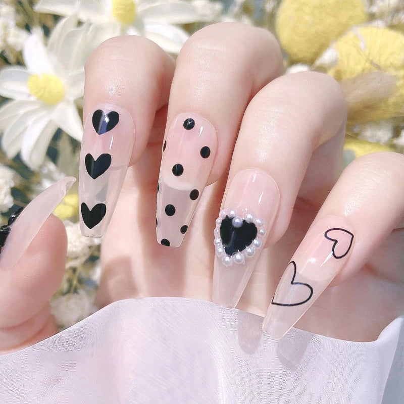 3-Sheet Heart Nail Stickers – Self-Adhesive Nail Decals