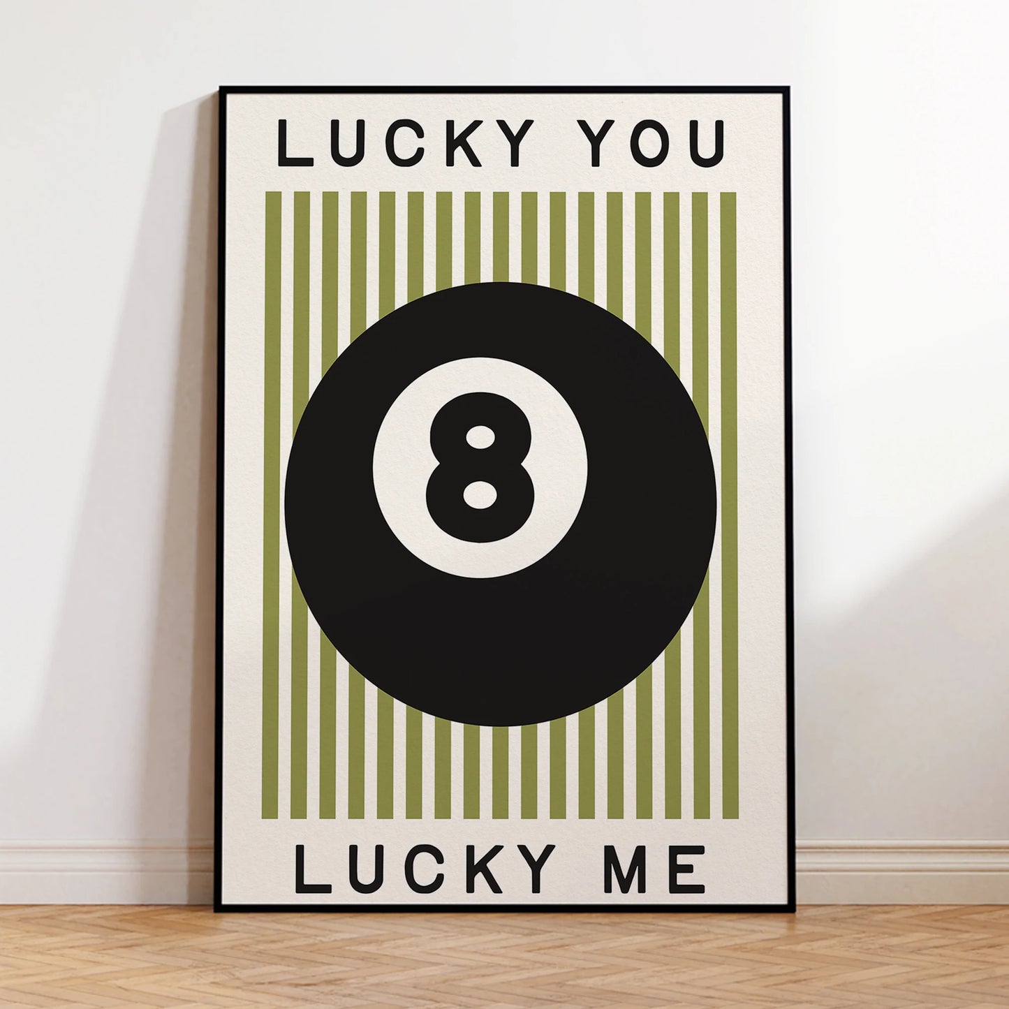3pcs Trendy 8 Ball Lucky You Lucky Me Matchbox Ciao Wall Art Print Canvas Painting Poster Picture For Living Room Home Decor Peaceful Pleasures Health and Wellness G3576-2 21x30cm Black Frame