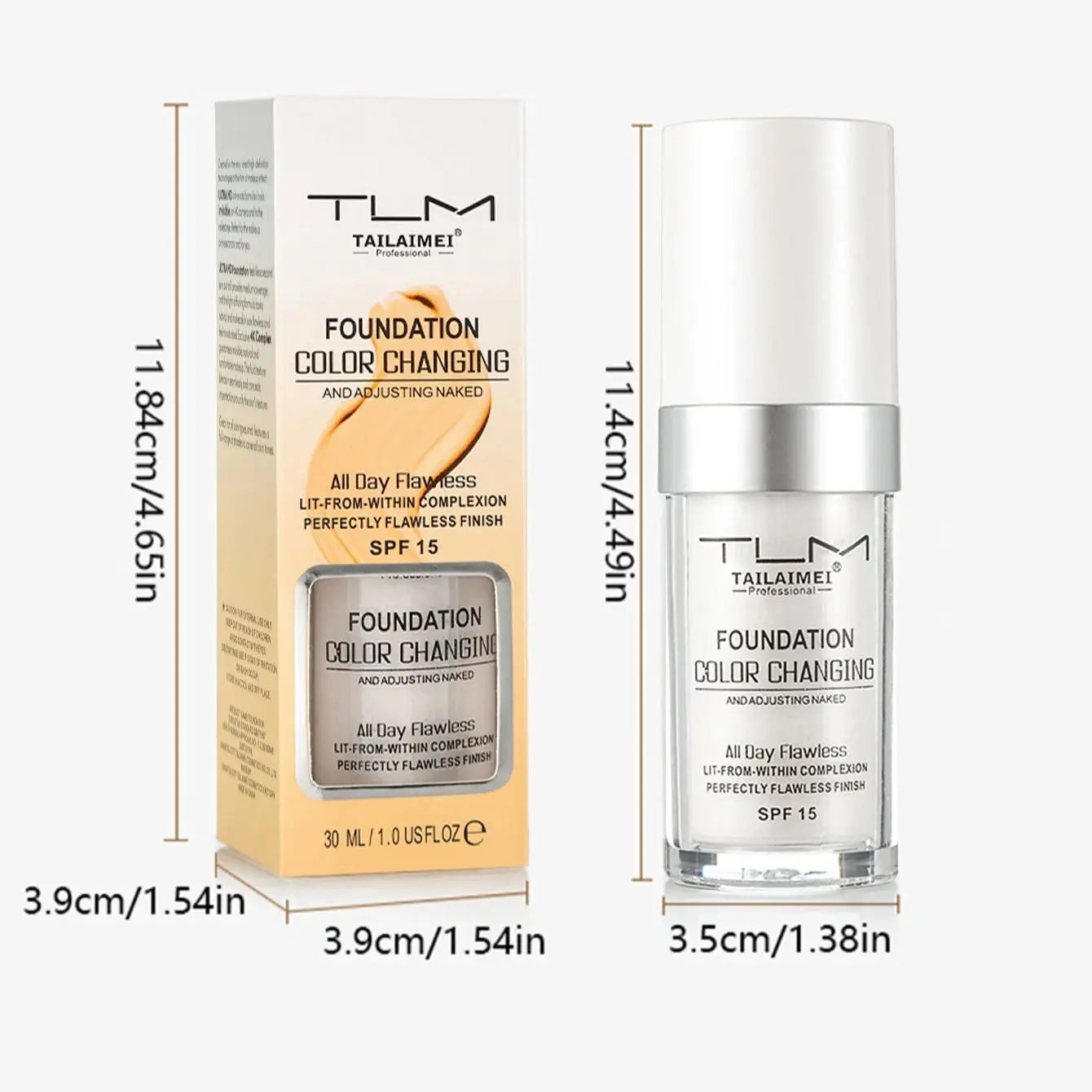 Color-Changing Liquid Foundation 30ml – Matte, SPF15 & Hydrating