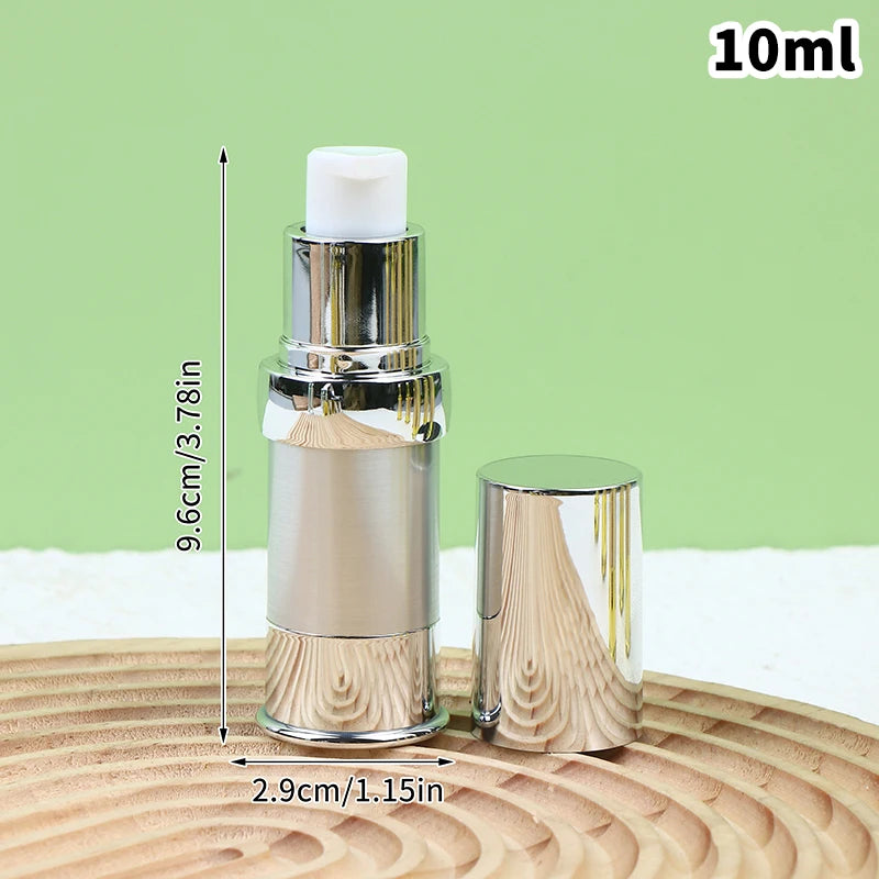 Refillable Airless Vacuum Pump Bottle 10ml 15ml 20ml | Gold Silver