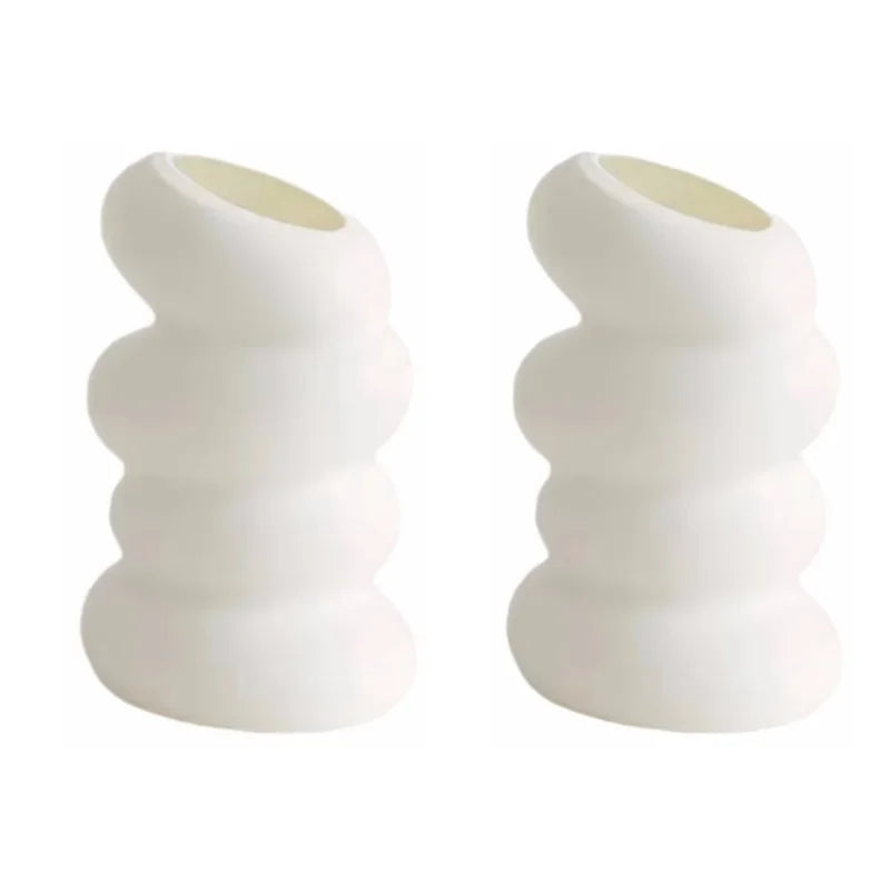 Plastic Vase Spiral Nordic Minimalist Imitation Glazed Porcelain Creative Flower Arrangement Decoration Dry Wet Flower Vase New Peaceful Pleasures Health and Wellness 2pc