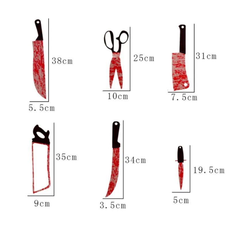 Halloween Bloody Knife Hanging Banner Horror Prop – 1–4 Sets