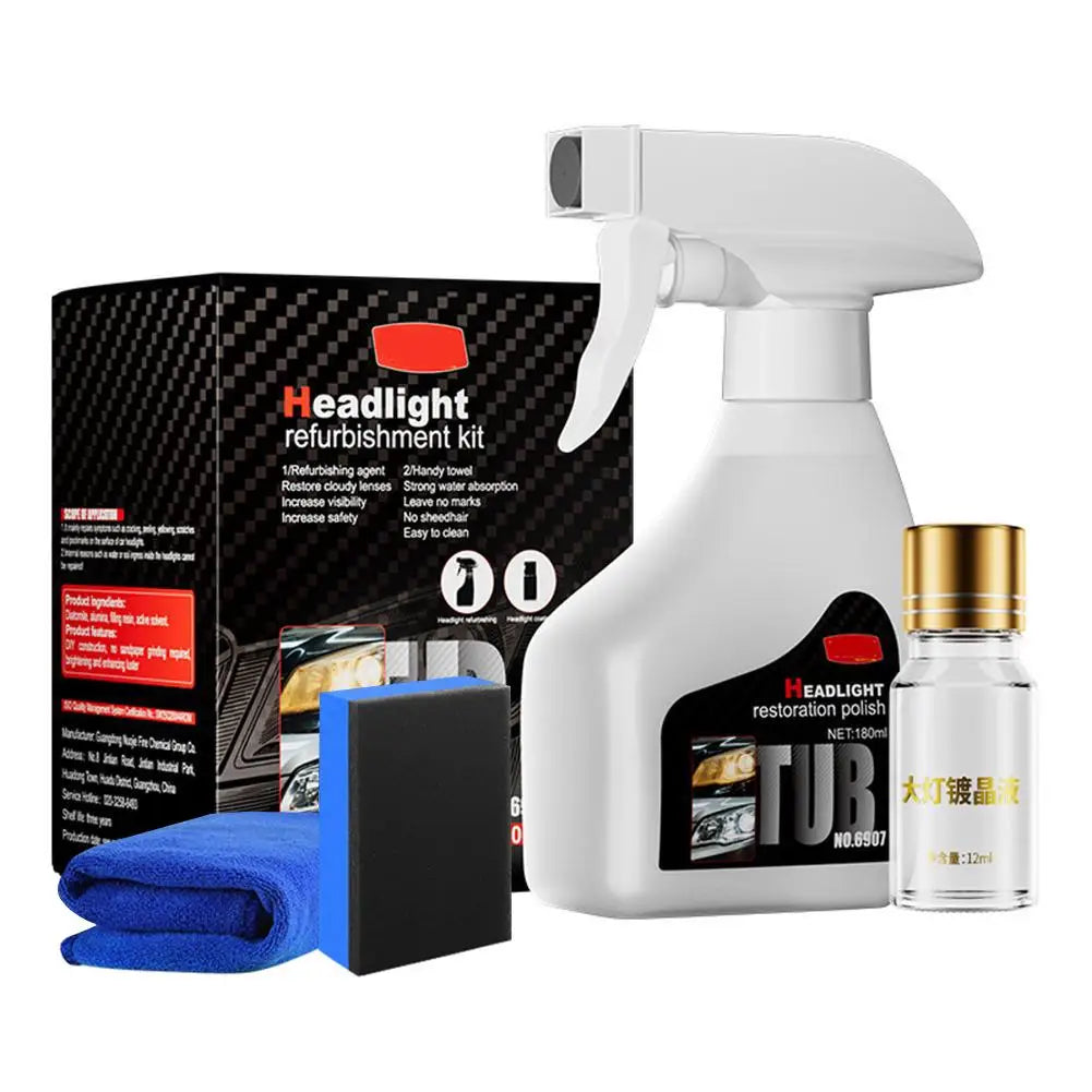 Car Headlights Restoration Kit Headlight Polisher Chemical Brightener Restorer Polishing Paste Set Car Headlamps Wax Sanding Peaceful Pleasures Health and Wellness 1set