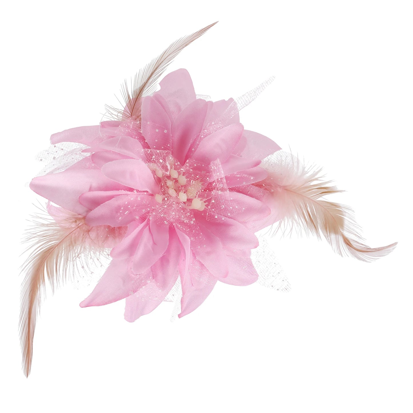 Woman Lily Flower Side Hair Clips Children Performing Feather Headflowers for Wedding Banquet Chinese Clothes Party Peaceful Pleasures Health and Wellness 5