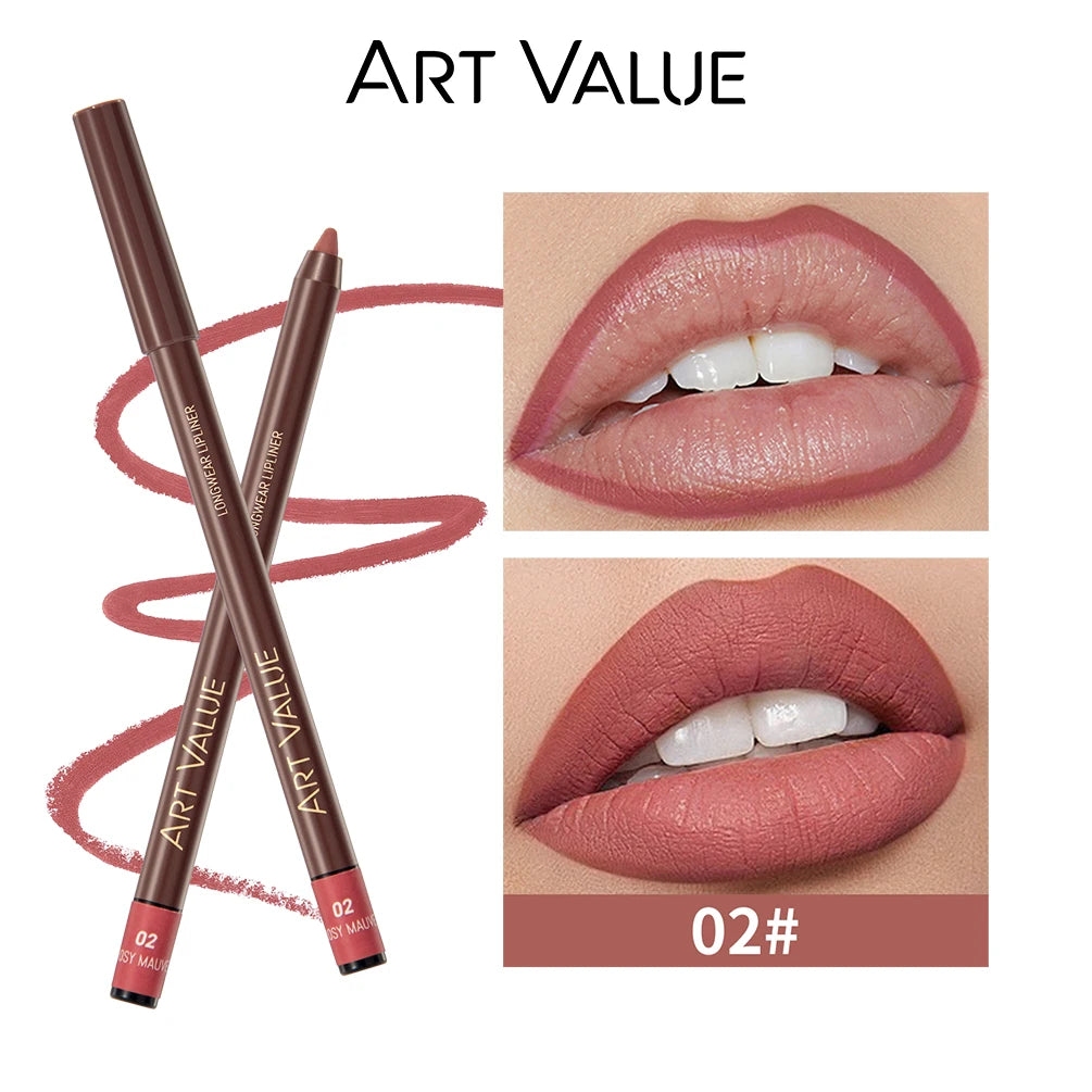 QIBEST Lipliner Pencil Matte Nude Red Contour Tint Lipstick Long Lasting Non-stick Cup Lipliner Pen Makeup Lip Stain Pencil Peaceful Pleasures Health and Wellness 02