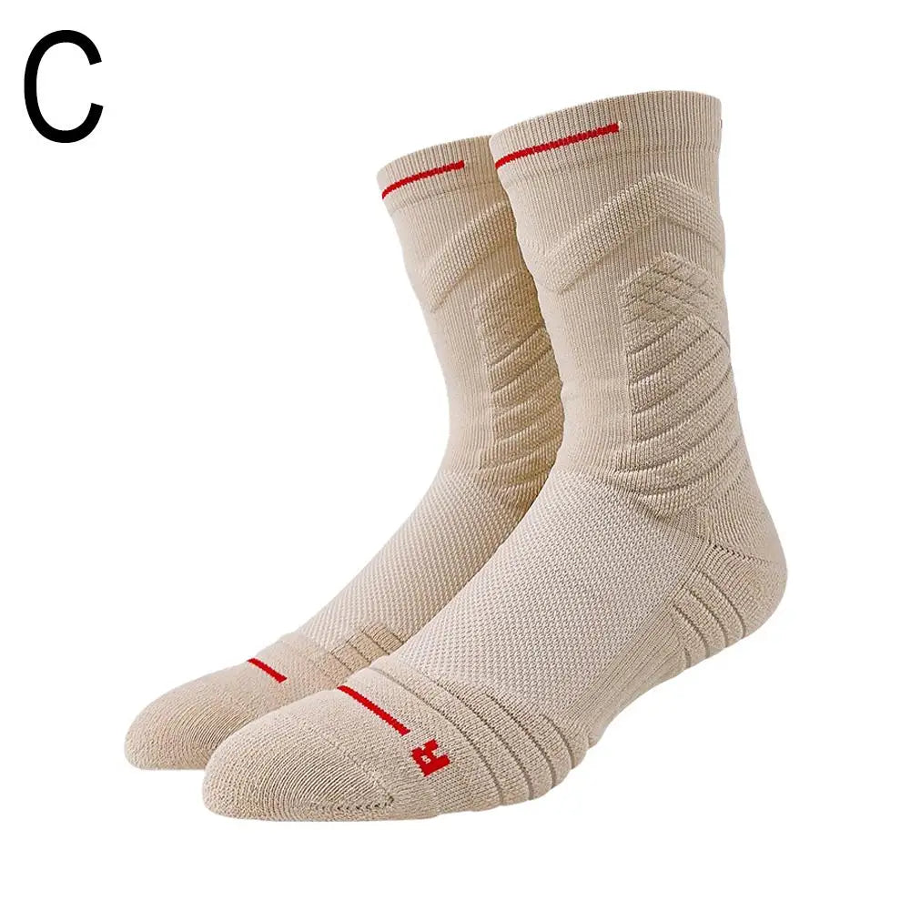 Men's Non-Slip Basketball Socks | Thick Cotton Mid-Tube Sport Athletic Basketball Socks Peaceful Pleasures Health and Wellness C One Size