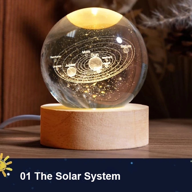 LED Night Light Milky Way Galaxy Solar System Crystal Ball Children Night Lamp Bedroom Ambient Light Creative Gift Night Light Peaceful Pleasures Health and Wellness Solar system