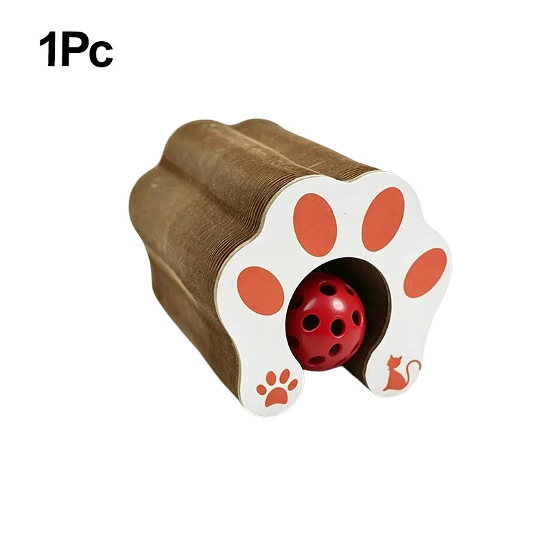 Foldable Accordion Cat Scratcher Board with Ball & Track Toy