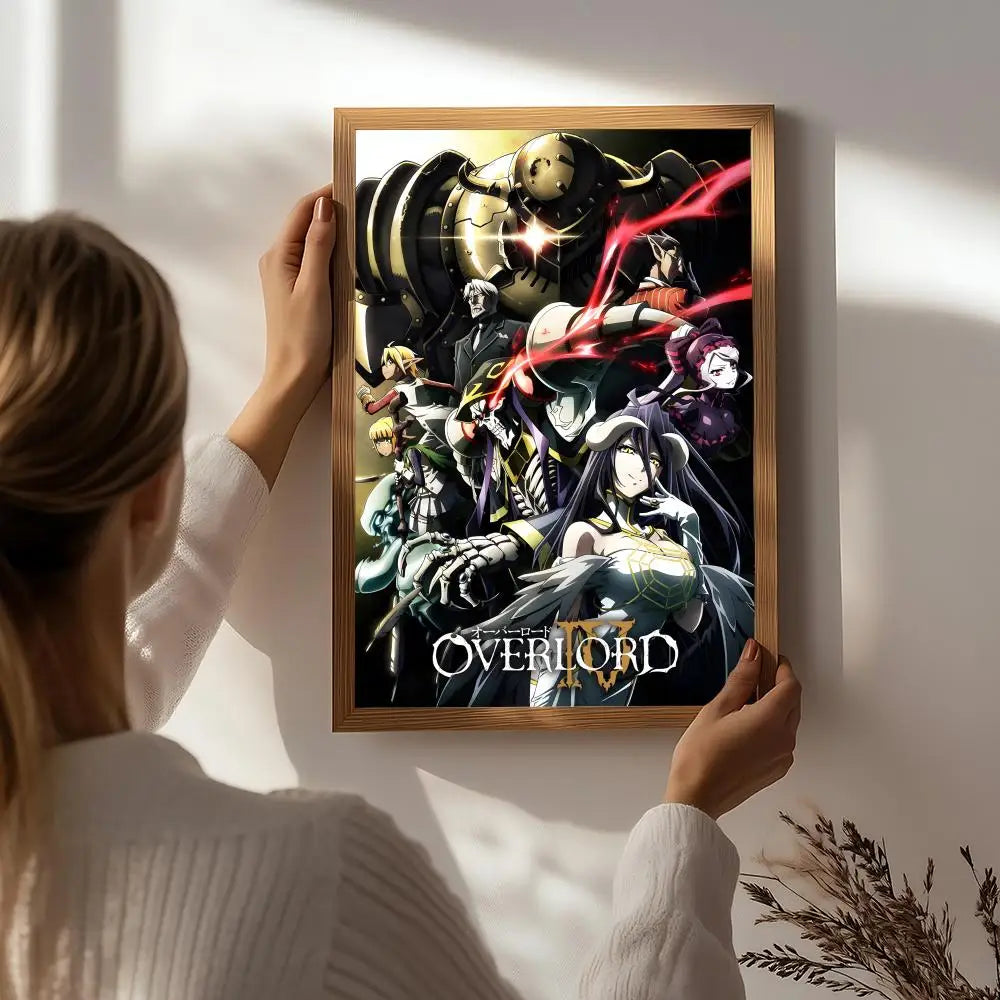 Anime O-OVERLORD Poster HD Self Adhesive Waterproof Wall Art Ideal for Home Office Dorm Bedroom Great Gift Peaceful Pleasures Health and Wellness White7 40X50cmNoframe