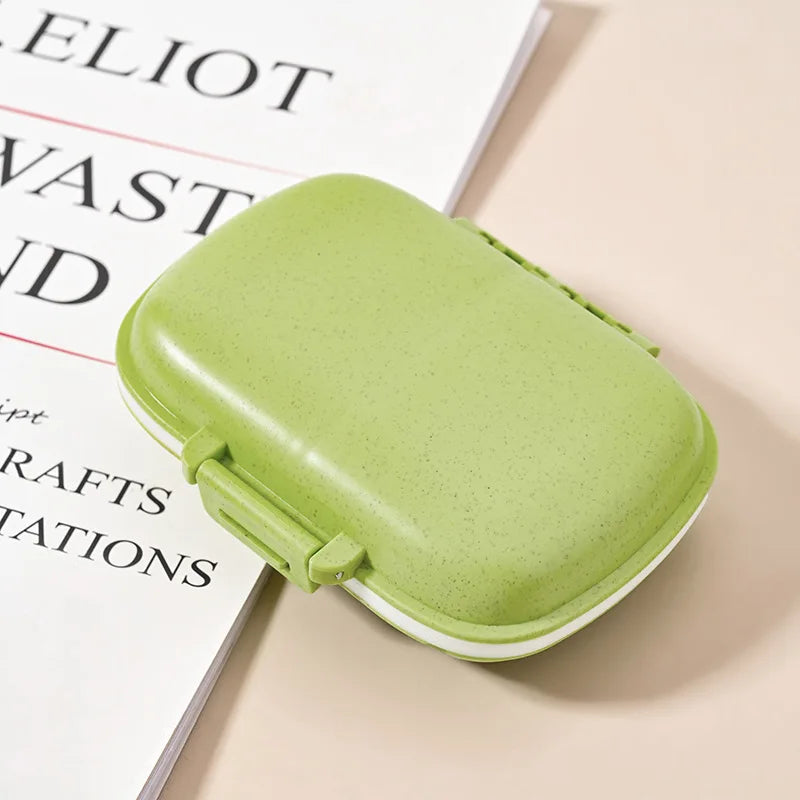 Mini Portable Pills Organizer Case 8 Grids Pill Box Tablet Storage Container Weekly Medicine Pill's Box Pill Case Drug Dispense Peaceful Pleasures Health and Wellness 8G-Green