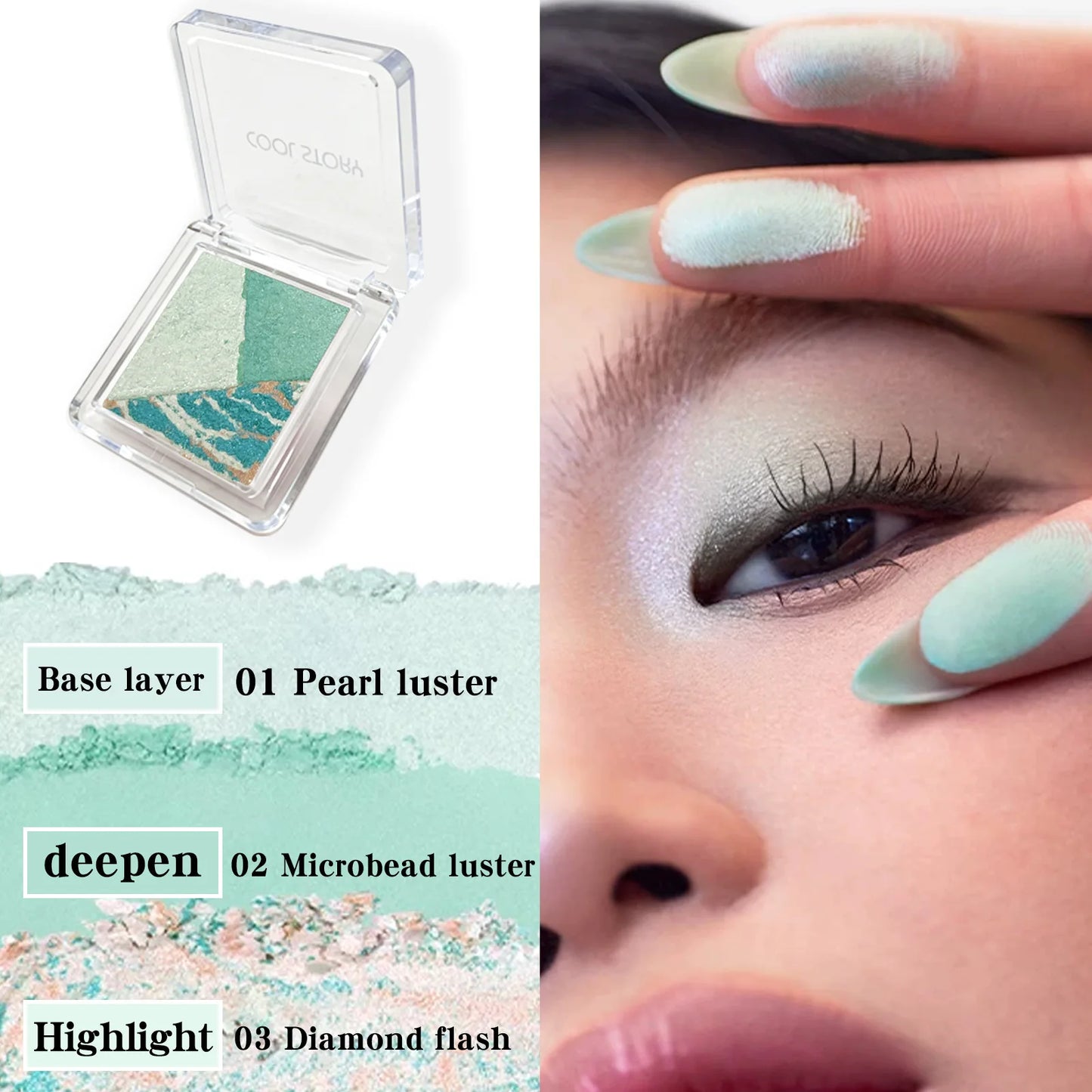3-Color Eyeshadow Palette | Pearl Shimmer & Diamond Glitter