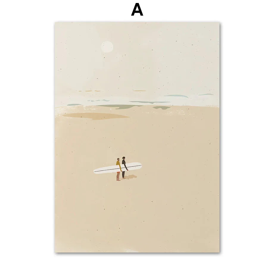 Nordic Summer Beach Canvas Wall Art | Sea, Whale & Sun Print