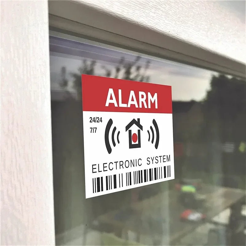 3"*2" 2PCs Intruder Alarm Warning Security Stickers, Vinyl Decals Peaceful Pleasures Health and Wellness