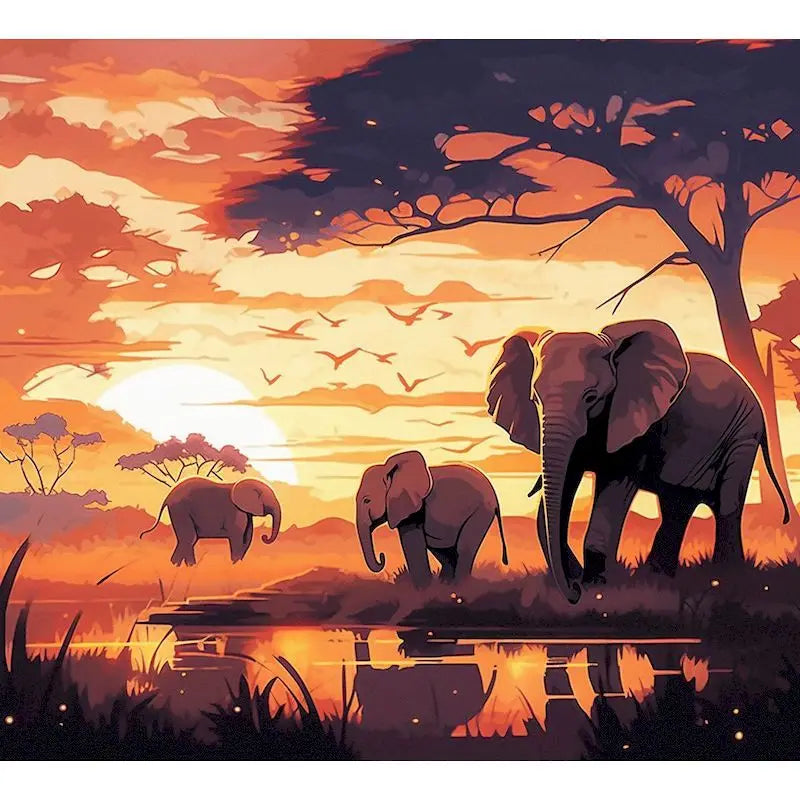 GATYZTORY Frame African Elephant diy painting by numbers animal modern wall art picture acrylic paint unique gift for home decor Peaceful Pleasures Health and Wellness 9946090 30x40cm Unframed