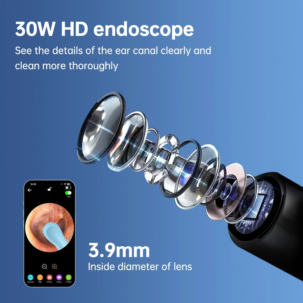 Visual Ear Pick Kit Wireless HD Earwax Cleaner with Camera USB Rechargeable Endoscope Earpick Support for IOS & Android Peaceful Pleasures Health and Wellness