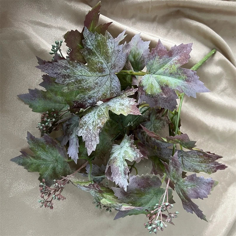 Silk Artificial Grape Leaf Branch with Fruit – Wedding Home Decor