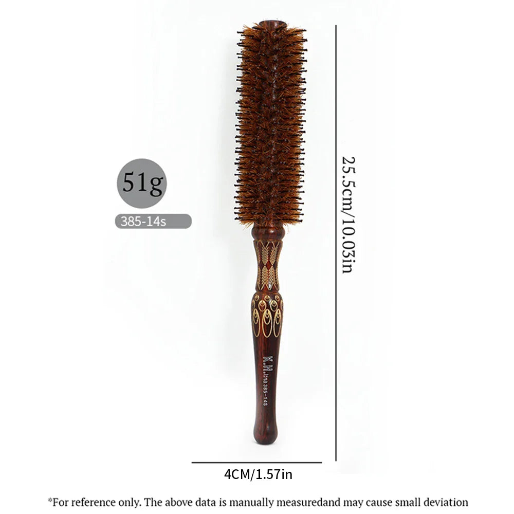 Wooden Round Hair Brush – Anti-Static Boar Bristle Styling Tool