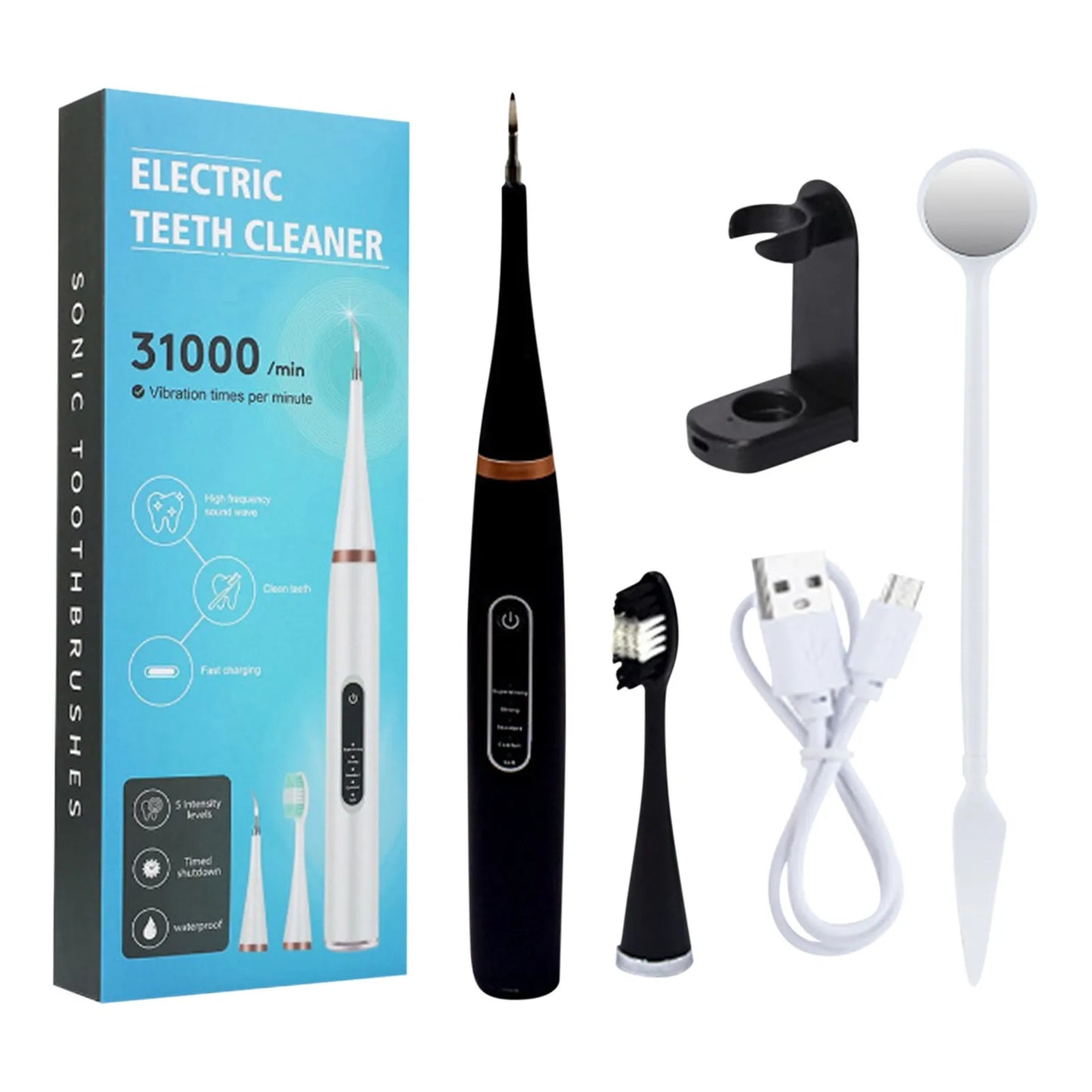 Ultrasonic Portable Electric Dog Toothbrush Professional Plaque Calculus Removal Teeth Whitening for Pet Dental Care Peaceful Pleasures Health and Wellness Black One Size