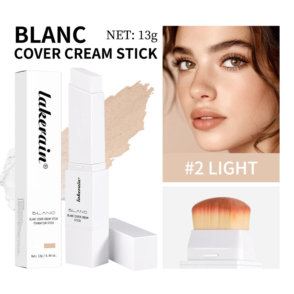 Foundation Stick Color Changing Foundation with Detachable Brush Blanc Cover Cream Stick Changing Hight Coverage Base Makeup Peaceful Pleasures Health and Wellness 2light