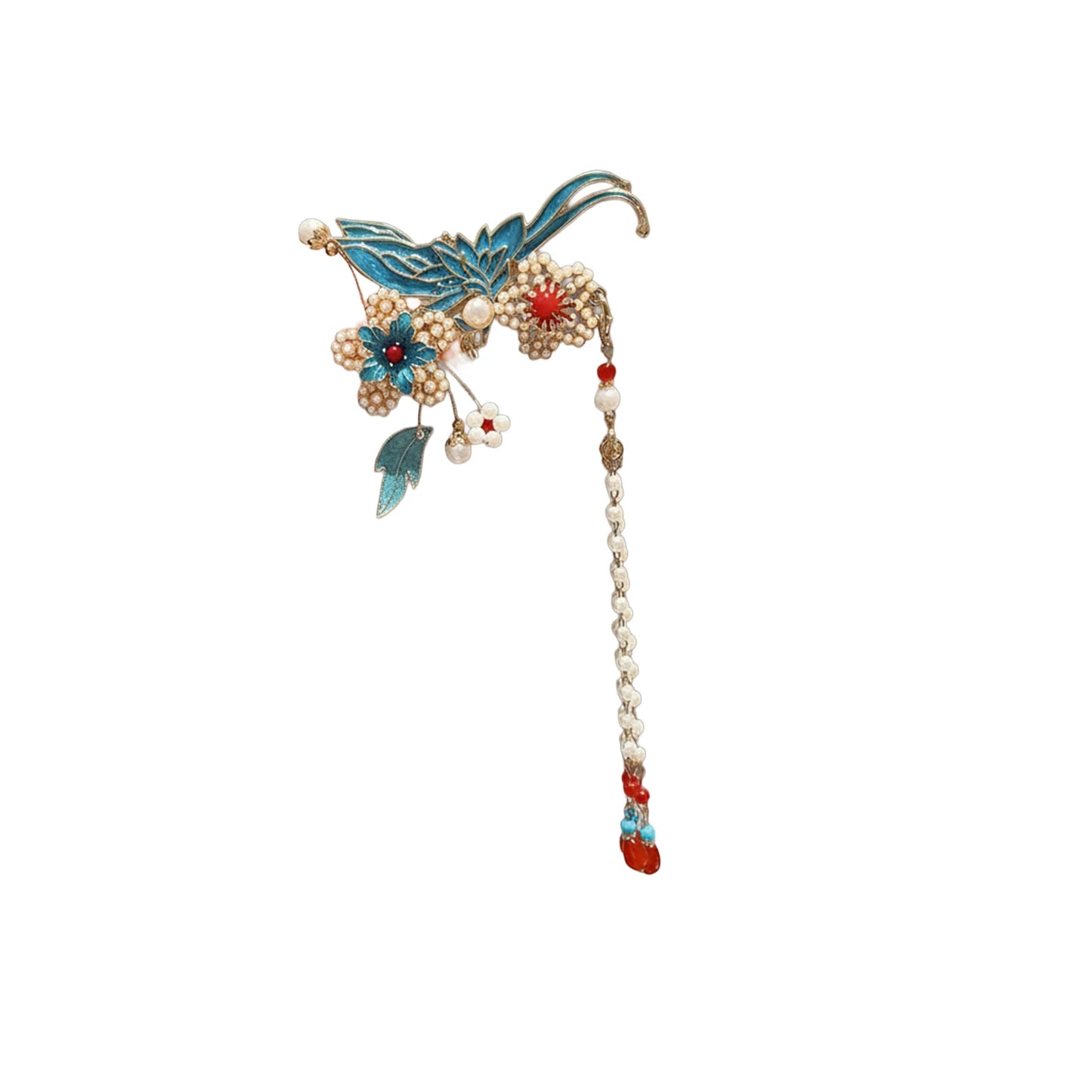 Classical Cloisonne Hairpin with Tassel Design New Chinese Style Wedding Hair Accessories for Hanfu and Cheongsam Peaceful Pleasures Health and Wellness Butterfly clip