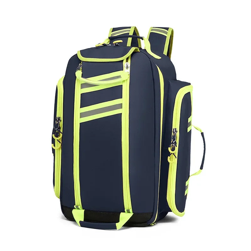 Waterproof Emergency First Aid Backpack That Can Hold 2L Oxygen Cylinders Backpack Large Capacity Disaster Relief Equipment Bag Peaceful Pleasures Health and Wellness Blue