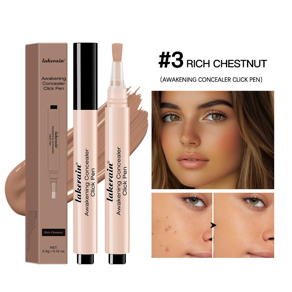 Awakening Concealer Click Pen Brighten, long-lasting ,Hight Coverage Hybrid ,Skincare and Concealer Pen Makeup Peaceful Pleasures Health and Wellness 3Rich Chestnut