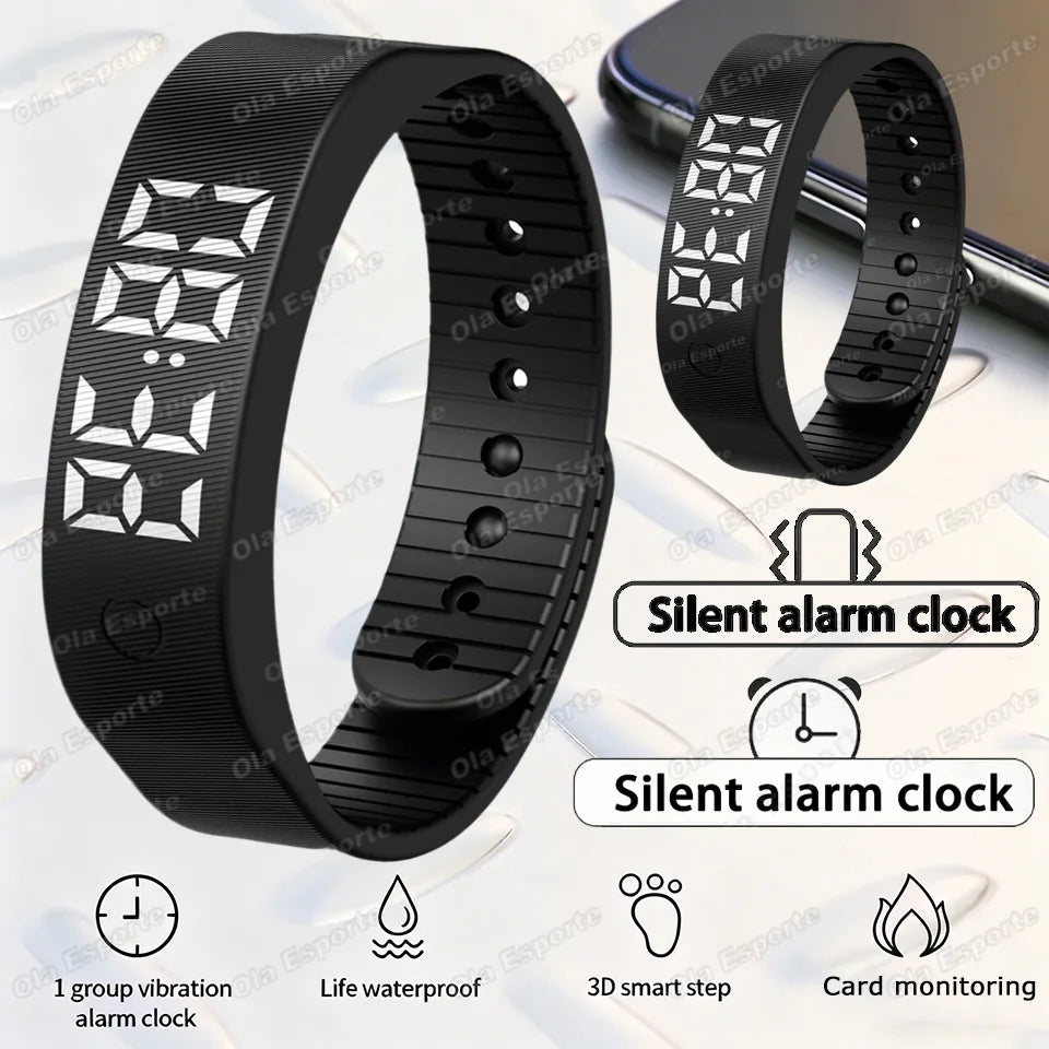 Digital Watch With Alarm Vibrating Alarm Clock Silent Vibration Wake Up Wristband Adjustable Smartwatch Wristband Clock Peaceful Pleasures Health and Wellness 2Bk
