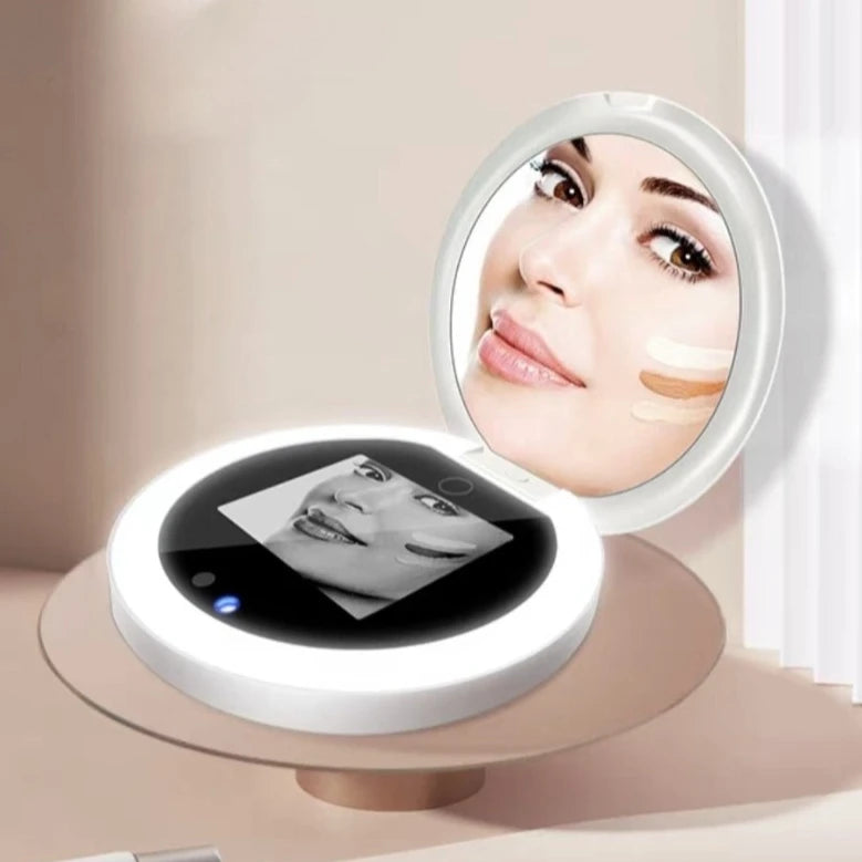 UV Mirror Sunscreen Testing Camera with Light Magnification Travel Makeup 3.5in Pocket Size L Pocket Mirror Sunscreen Mirror Peaceful Pleasures Health and Wellness B