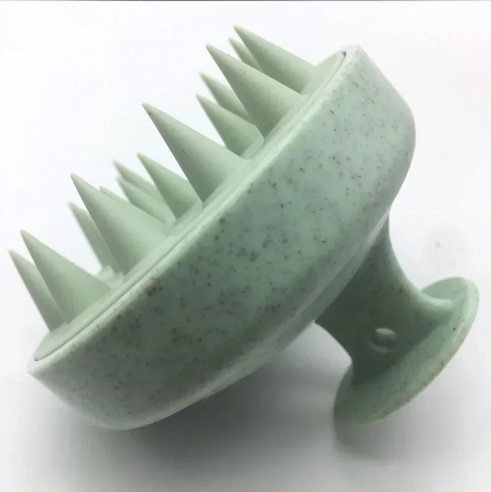 Silicone Shampoo Brush Head Scalp Massage Comb Clean The Scalp Thoroughly Body Massage Brush Bath Brush Salon Hairdressing Tool Peaceful Pleasures Health and Wellness green
