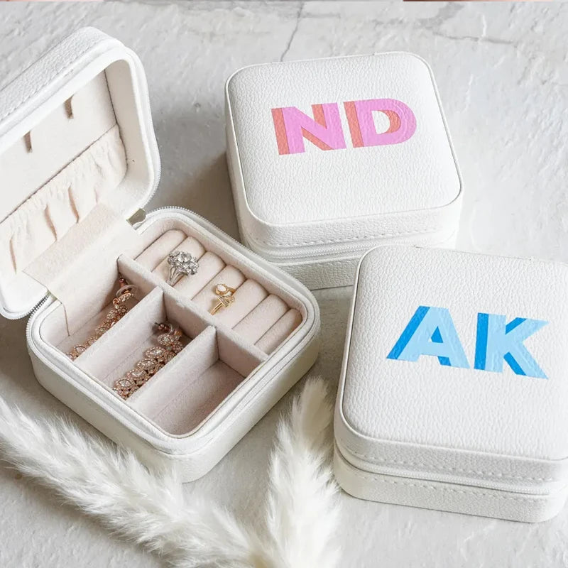 Personalized Monogram Jewelry Box | Bridesmaid Wedding Gift Travel Jewelry Box Peaceful Pleasures Health and Wellness
