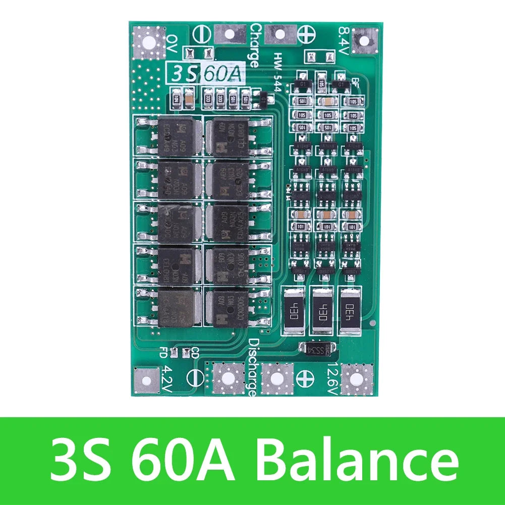 3S 4S 20A 40A 60A Li-ion Lithium Battery Charger Protection Board 18650 BMS Drill Motor 11.1V 12.6V/14.8V 16.8V Enhance/Balance Peaceful Pleasures Health and Wellness 3S 60A Balance