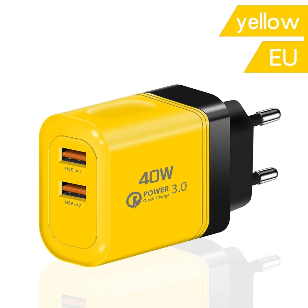 40W Dual USB Fast Charger QC 3.0 – iPhone & Samsung