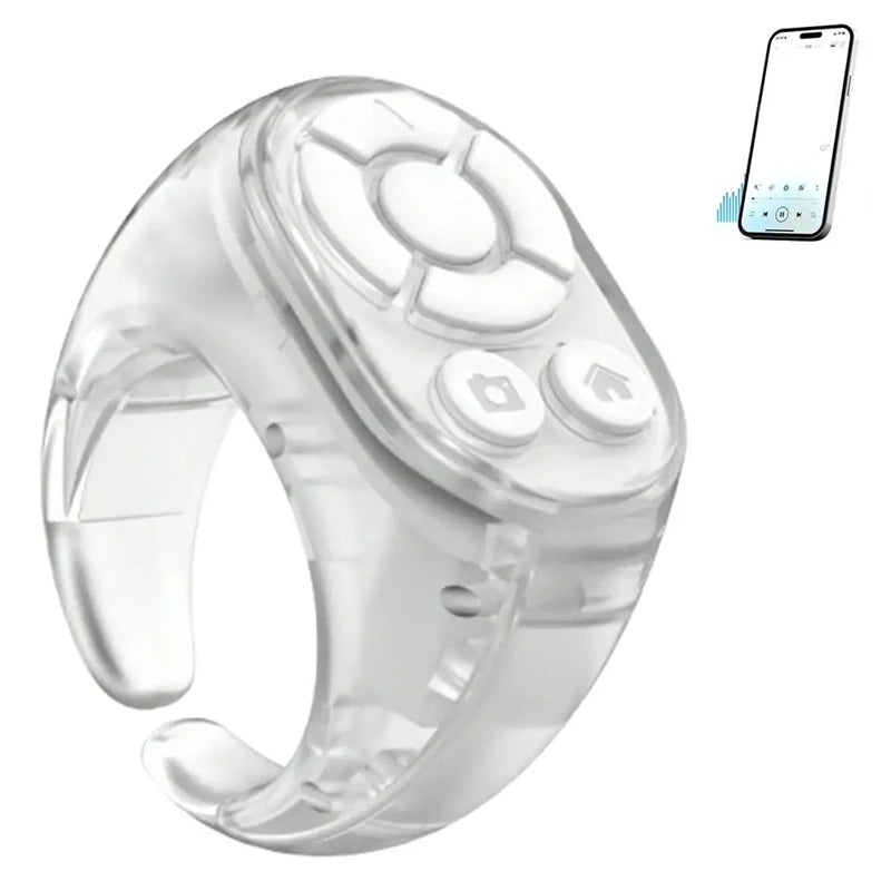 Bluetooth Ring Remote – Page Turner, Camera Shutter & Media Peaceful Pleasures Health and Wellness White