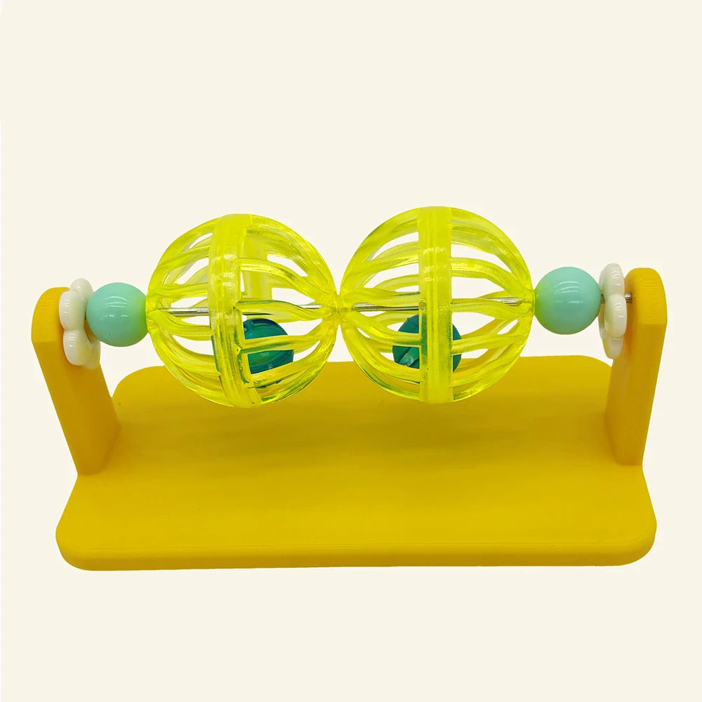 Hamster Rotating Bell Ball Toy | Cage Enrichment for Dwarf & Syrian Small Animal Toy Peaceful Pleasures Health and Wellness Yellow
