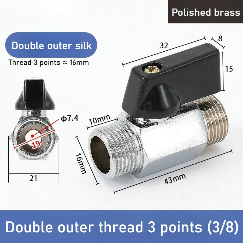 Mini Polished Copper Ball Valve PT1/8–1/2 | Water & Gas Pipe
