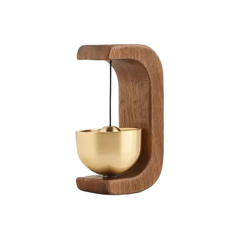 Magnetic Wood & Brass Door Wind Bell Chime – No-Drill Ornament