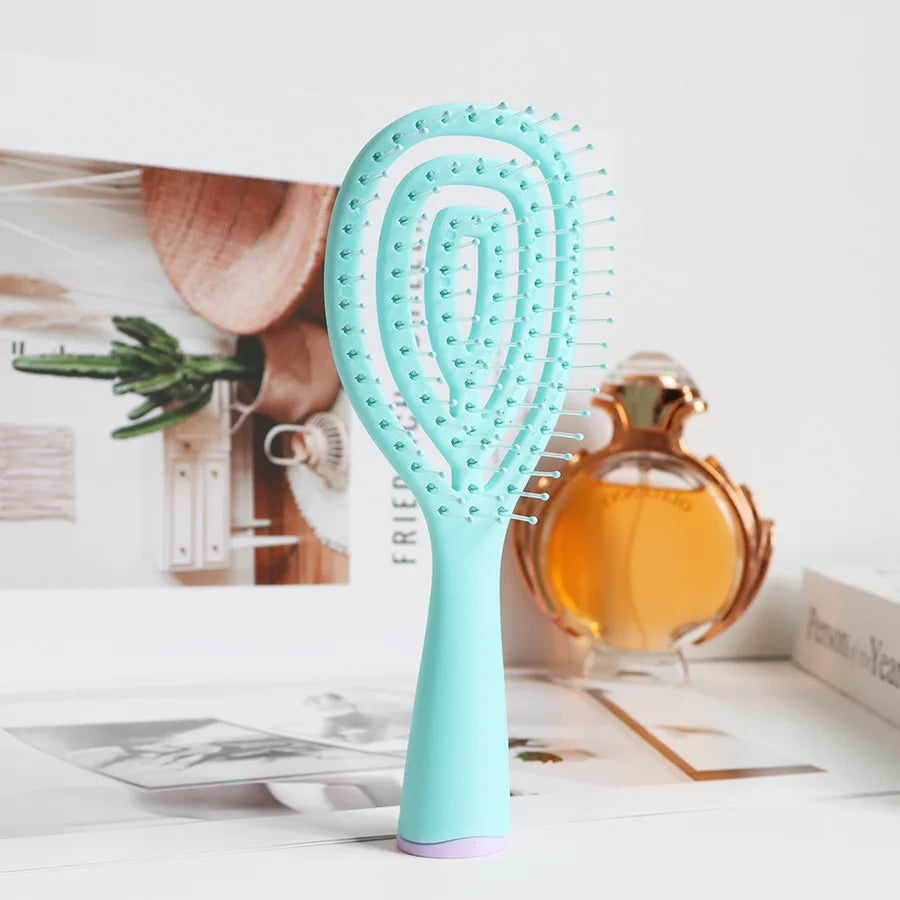 Vented Spiral Detangling Hair Brush – All Hair Types, Wet & Dry Detangling Hair Brush Peaceful Pleasures Health and Wellness Blue