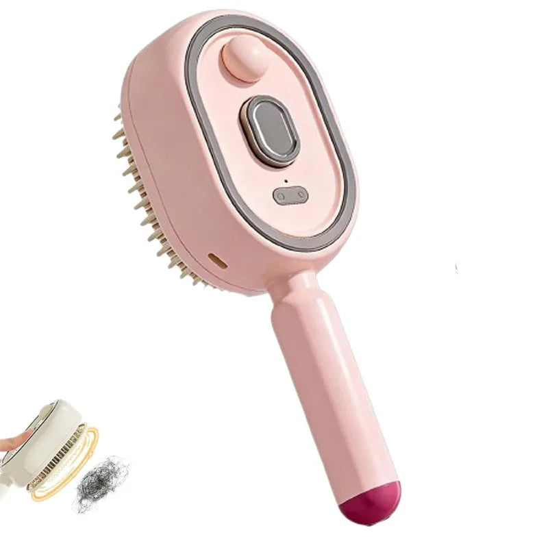 Electric Spray Air Cushions Massage Comb 3 in 1 Self Cleaning Steam Essential Oil Brush Rechargeable Spray Scalp Massager Combs Peaceful Pleasures Health and Wellness Pink