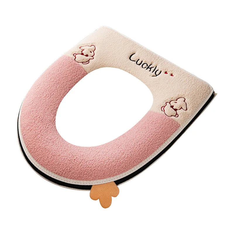 Upgraded Thickened Zipper Style Cartoon Toilet Seat Cushion Universal Waterproof Toilet Seat Cover for All Seasons Home Comfort Peaceful Pleasures Health and Wellness
