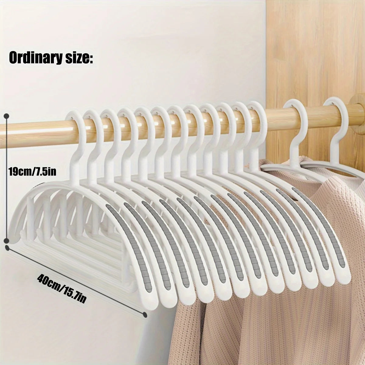 10-Pack Non-Slip Heavy Duty Wide Plastic Hangers for Closet Closet Clothes Hangers Peaceful Pleasures Health and Wellness 10Pcs narrow-White