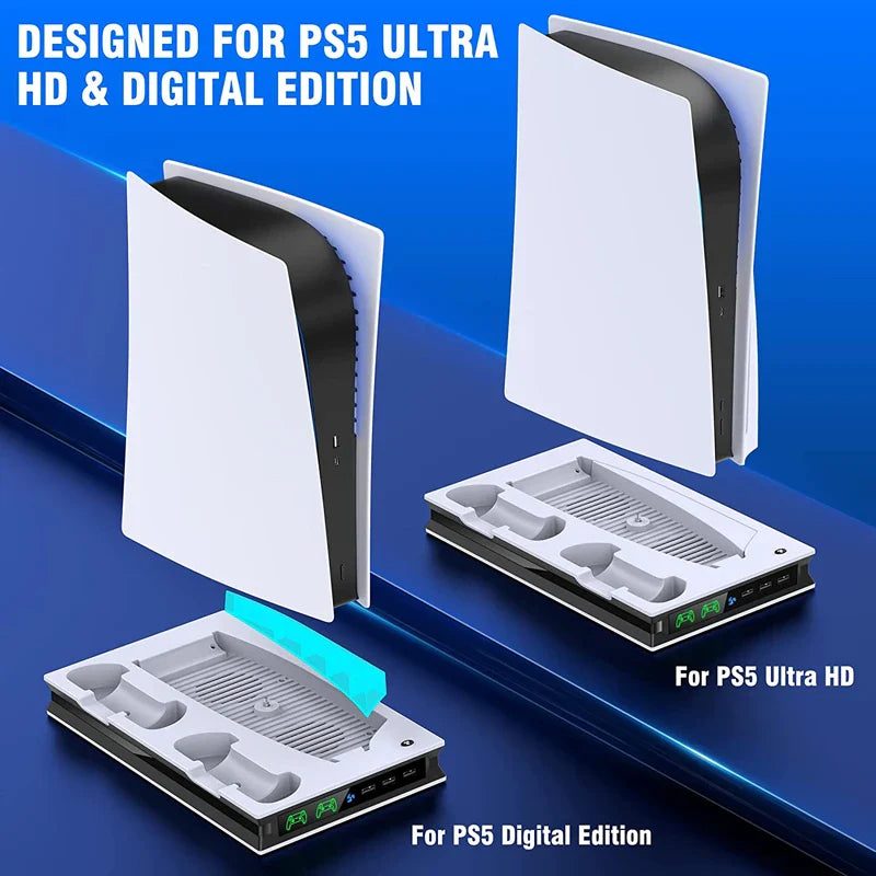 PS5 Cooling Fan Stand & Dual Controller Charging Station